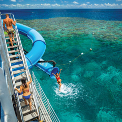 Adult fun on the Great Barrier Reef off Cairns - Waterslide