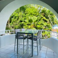 Alamanda Resort Apartments - Beach Views thru palm trees from 94 on the beach Palm Cove Private Apartment