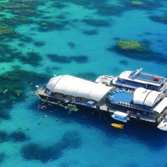 Great Barrier Reef Tour Cairns - Aerial view Great Barrier Reef Cruises pontoon