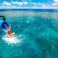 Waterslide fun on the Great Barrier Reef off Cairns